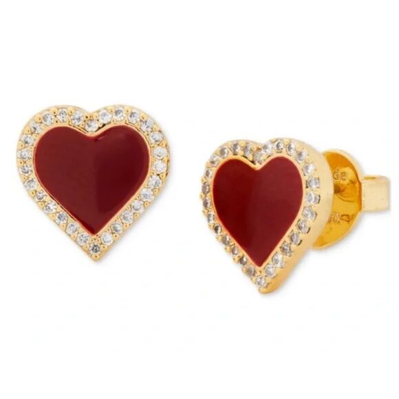 Kate Spade NWT earrings - red heart with pave outline - Picture 7 of 9